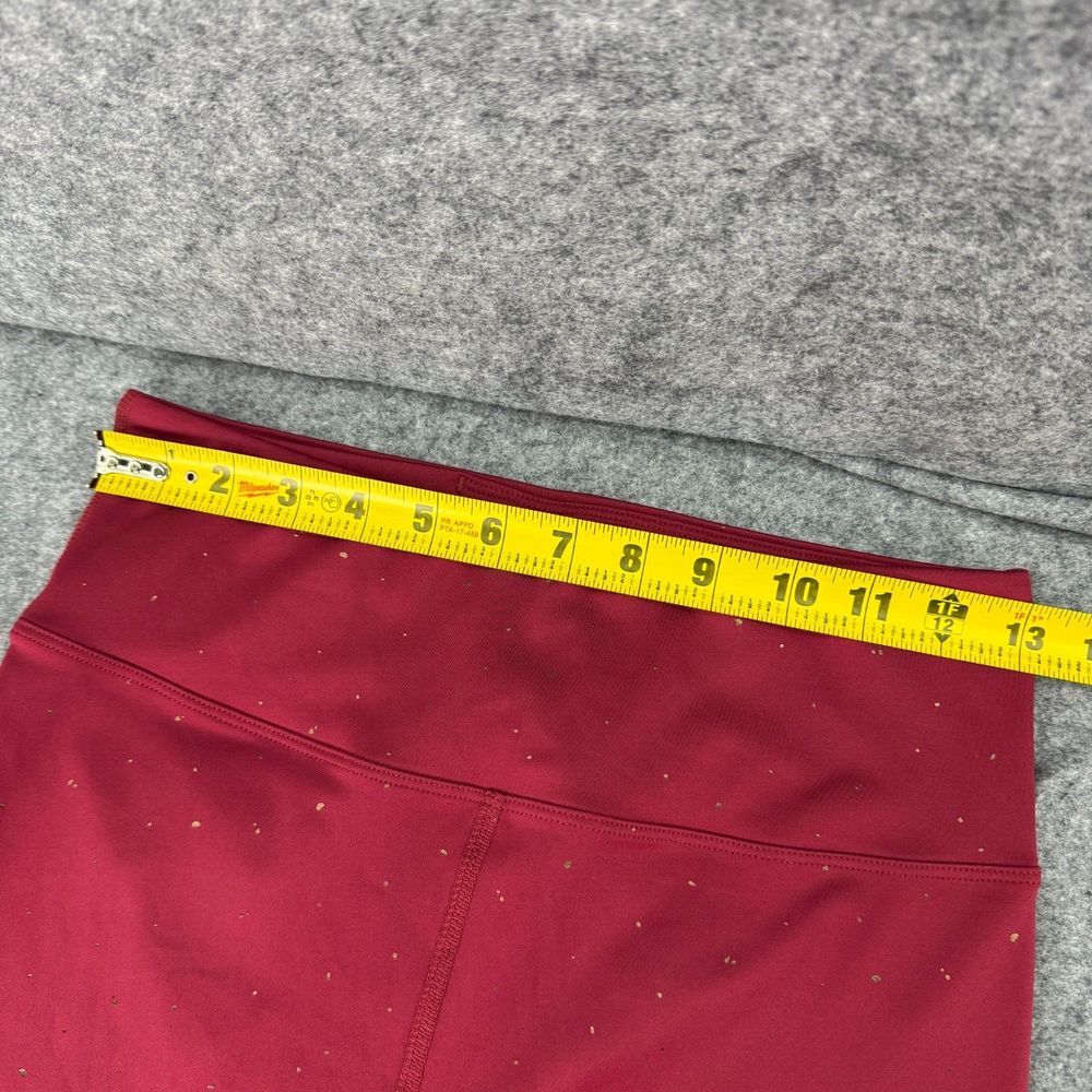 PEACH Leggings Womens Medium Red Gold Made in USA Active Yoga‎ Workout Stretch - Picture 10 of 10